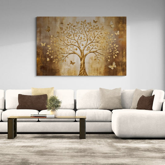Árbol Dorado con Mariposas — Elegancia Eterna