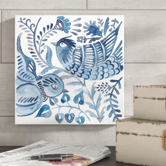 Aves en Tinta Azul — Danza Botánica