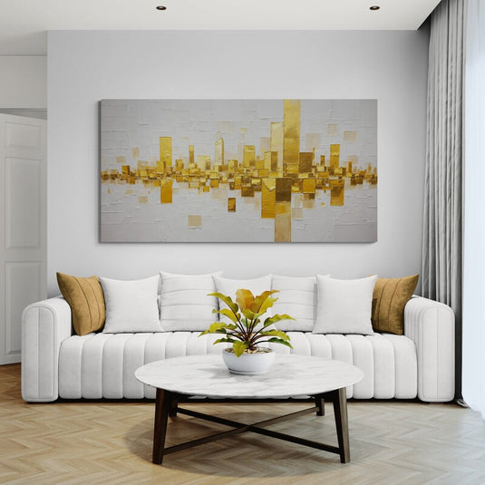 Ciudad Dorada — Skyline Abstracto en Oro