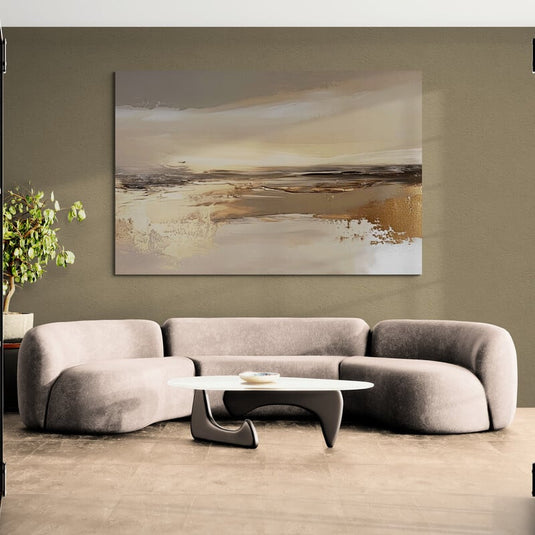 Horizonte Dorado — Paisaje Abstracto en Tierras y Oro