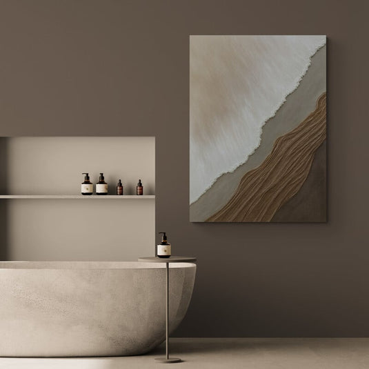 Orilla Silenciosa — Arte Abstracto en Tierra y Crema