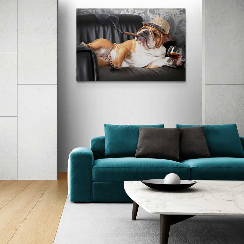 British Bulldog Chillin Wildlife - Canvas Mérida Fine Print Art