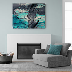 Abstract Black and Turquoise - Canvas Mérida Fine Print Art