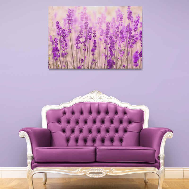 Fotografía difuminada de un campo de lavanda en tonos púrpura