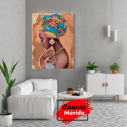 Arte Africano Perfil de Mujer - Canvas Mérida Fine Print Art