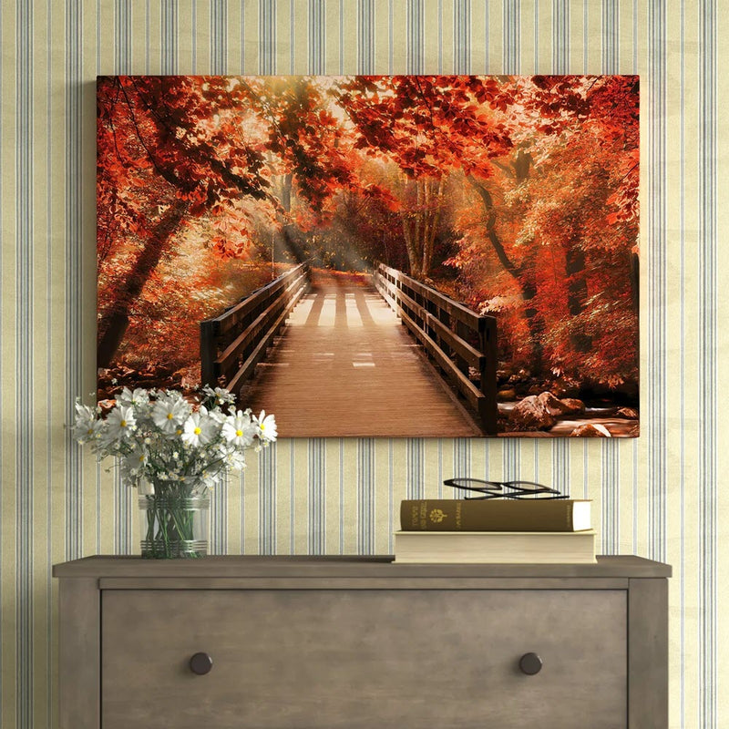 Autumn bridge - Canvas Mérida Fine Print Art