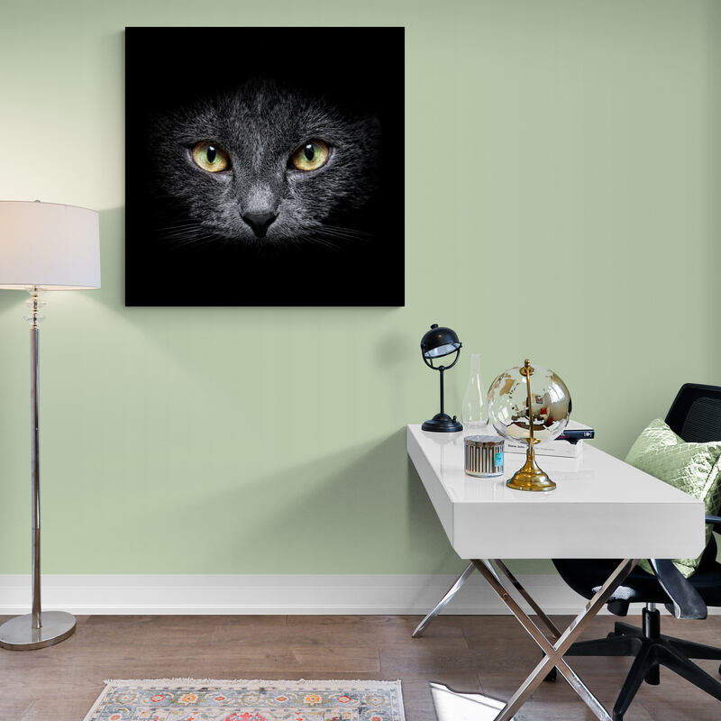 Black Cat In Dark - Canvas Mérida Fine Print Art