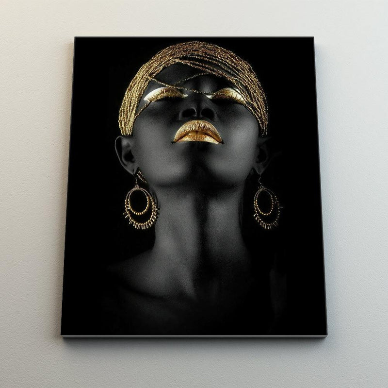 Black Woman in Gold - Canvas Mérida Fine Print Art