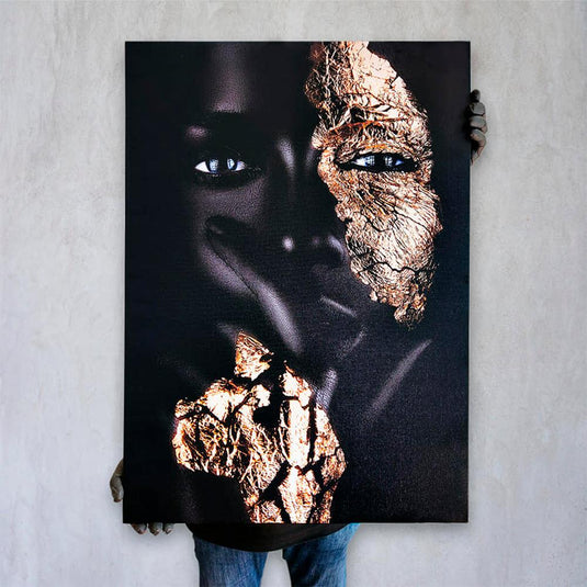 Black and Gold Portrait - Canvas Mérida Fine Print Art