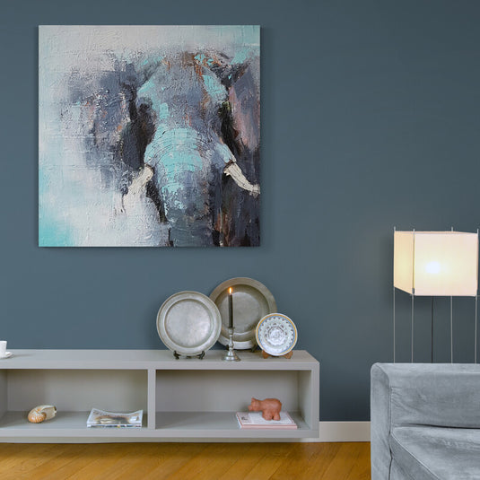 Pintura Abstracta de Elefante Azul