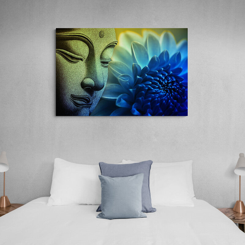 Blue Flower Buddha - Canvas Mérida Fine Print Art