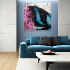 Blue an Black Butterfly - Canvas Mérida Fine Print Art