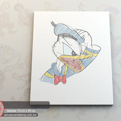 Personaje de dibujos animados de pato con sombrero, ilustración de boceto con detalles de color