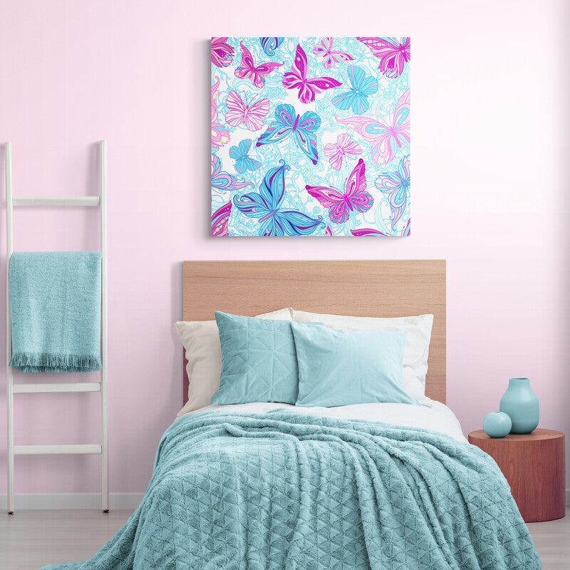 Butterfly Pink and Blue - Canvas Mérida Fine Print Art