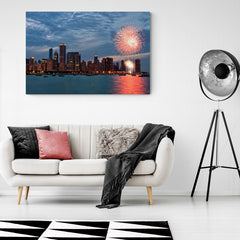Chicago Skyline Fireworks - Canvas Mérida Fine Print Art