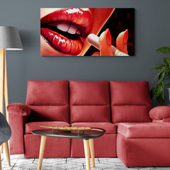 Cigarette Red Lips - Canvas Mérida Fine Print Art