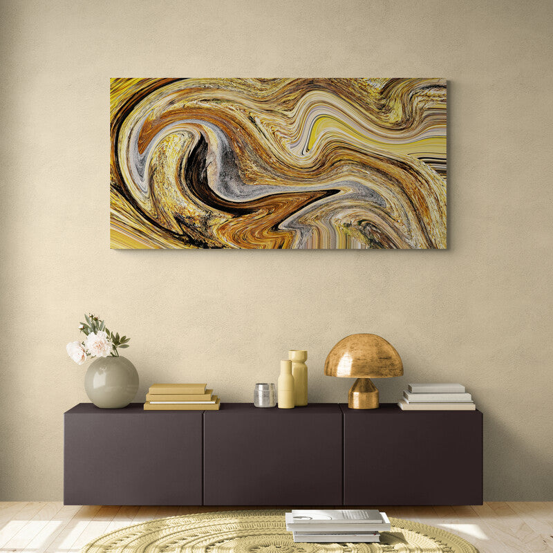 Golden Moving Waves - Canvas Mérida Fine Print Art