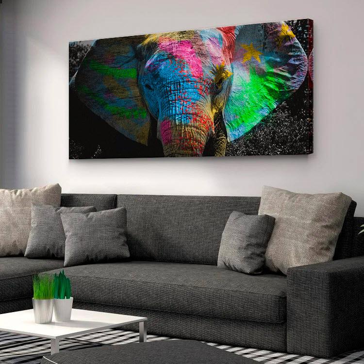 Colorfull Painted Elephant - Canvas Mérida Fine Print Art