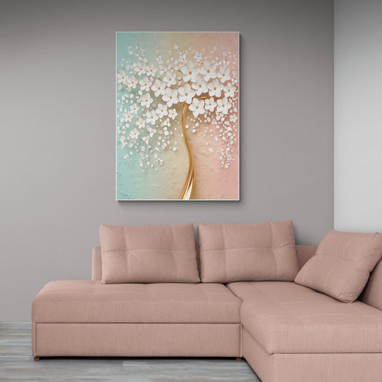 Cuadro_Decorativo_Arbol_Dorado_Con_Flores_Blancas_Fondo_Pastel_Turquesa_Amarillo_Rosa
