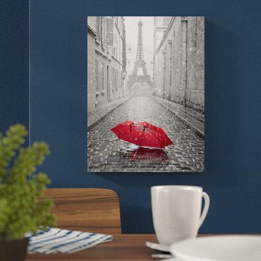 Eiffel Tower with Red Umbrella - Canvas Mérida Fine Print Art