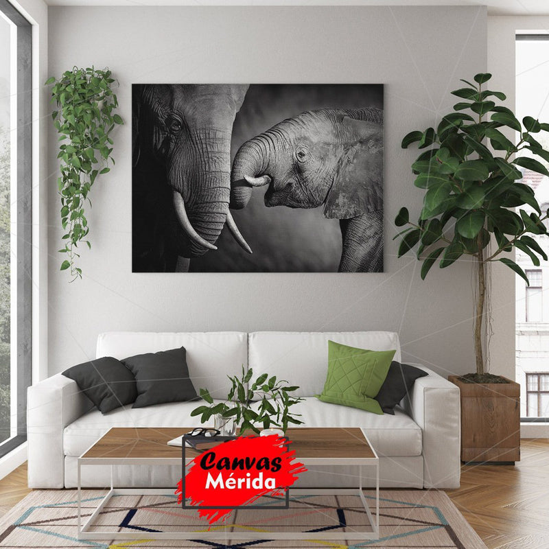 Elefantes Madre e Hijo - Canvas Mérida Fine Print Art