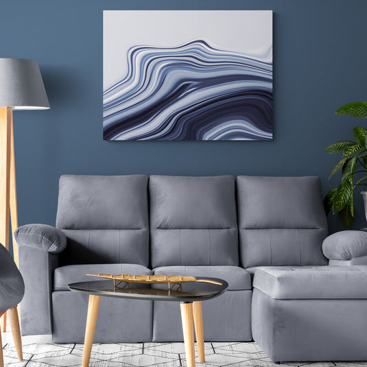 Abstracción fluida en tonos azules con capas ondulantes