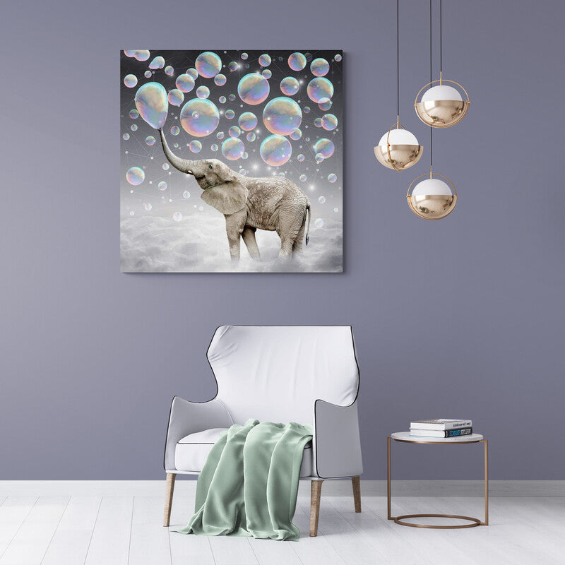 Elephant Bubbles - Canvas Mérida Fine Print Art
