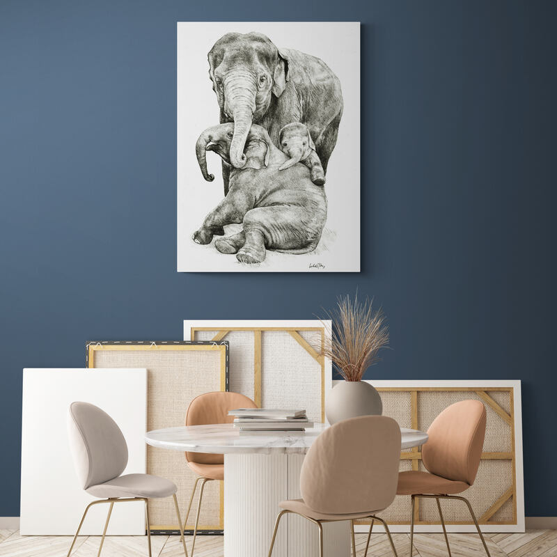 Elephant Family - Canvas Mérida Fine Print Art