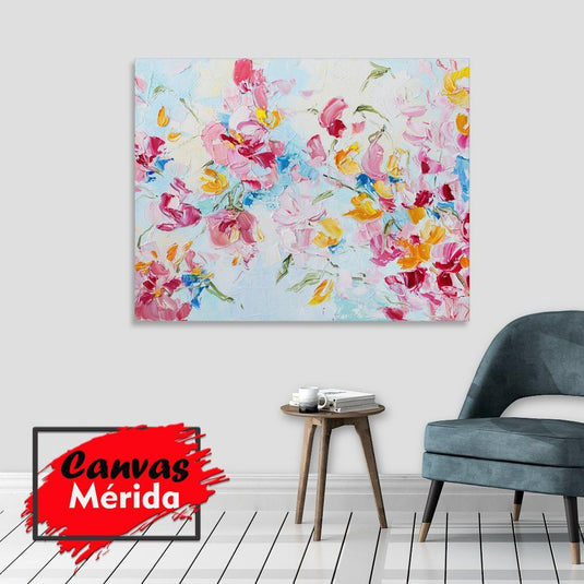 Pintura impresionista de tulipanes en colores pastel