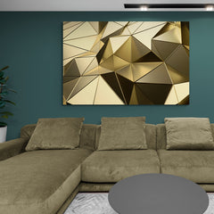 Patrón geométrico tridimensional en tonos dorados con efecto de luz y sombra