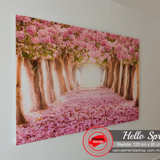 Cuadro_Decorativo_Camino_Hojas_Rosadas_Arboles_Hojas_Rosadas_Verdes