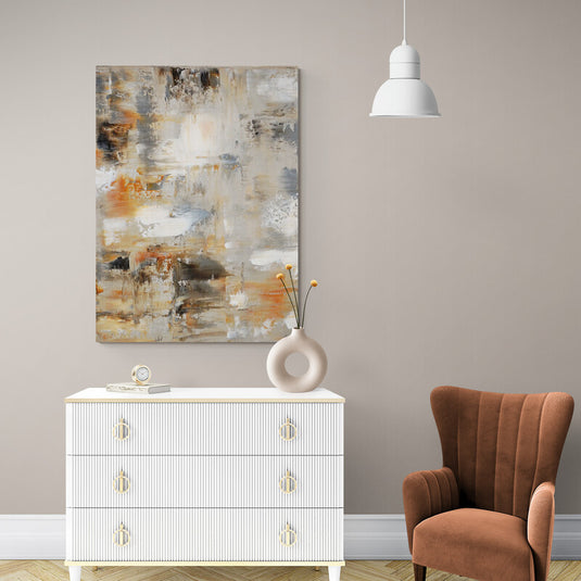 Cuadro abstracto en tonos beige y ocre 