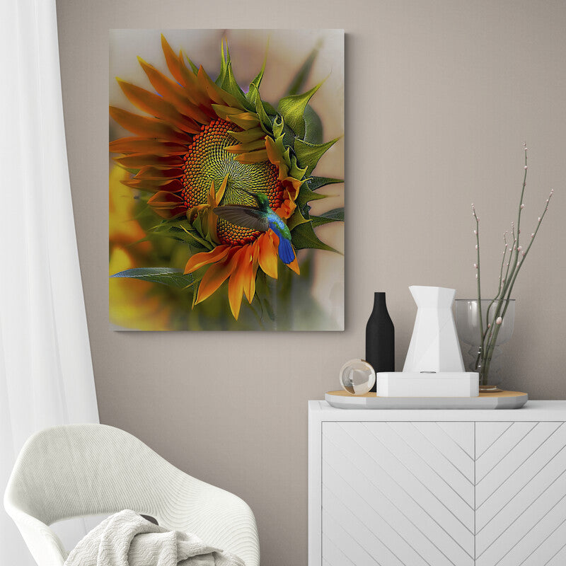 Hummingbird on Sunflower II - Canvas Mérida Fine Print Art