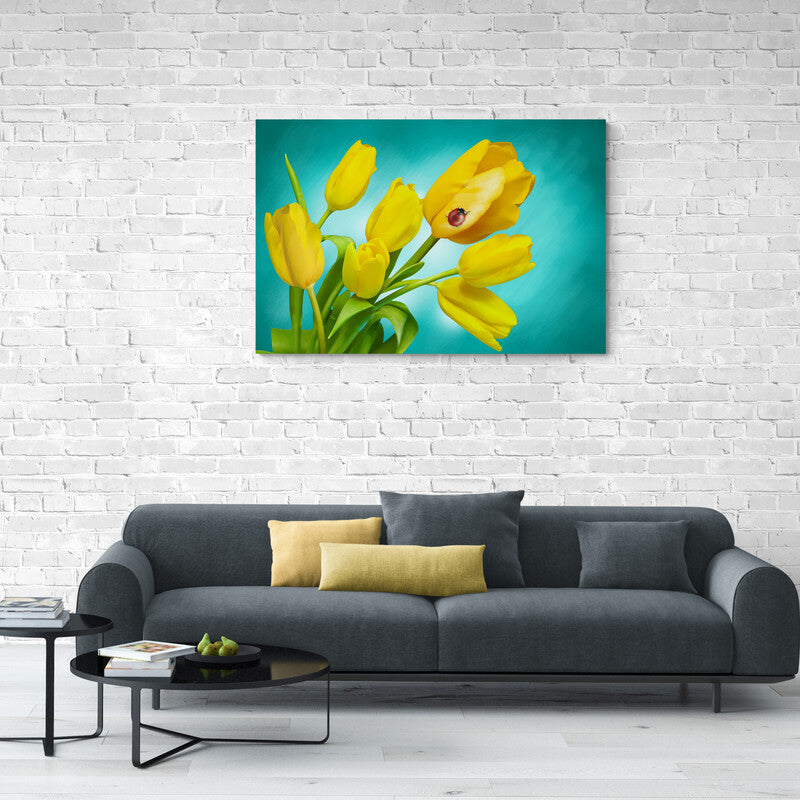 Ladybug on Yellow Tulip - Canvas Mérida Fine Print Art
