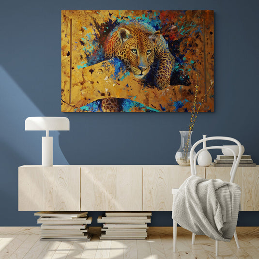 Cuadro de Leopardo en Colores Vibrantes