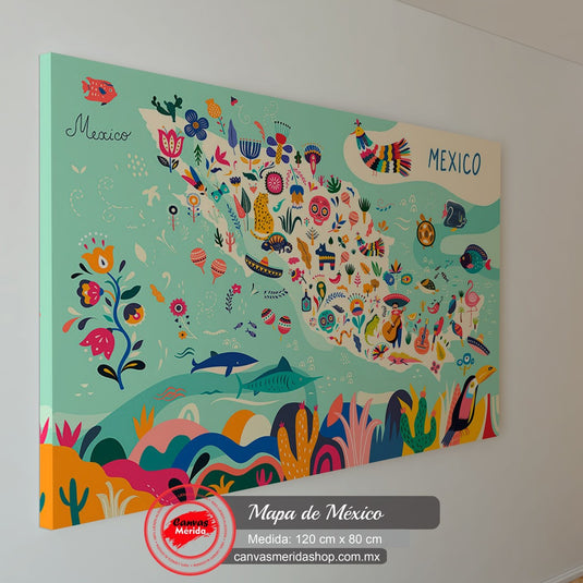 Mapa de México - Canvas Mérida Fine Print Art