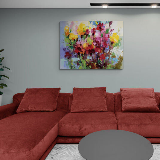 Pintura de flores en colores vibrantes