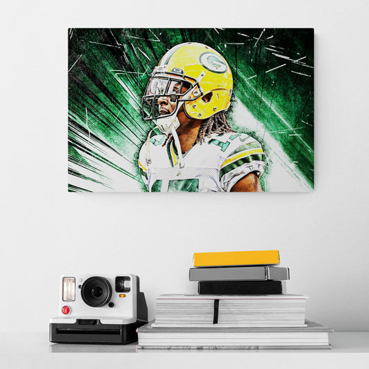 NFL Davante Adams Grunge Green Bay Packers - Canvas Mérida Fine Print Art