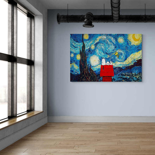 Noche Estrellada Snoopy & Emilio - Canvas Mérida Fine Print Art