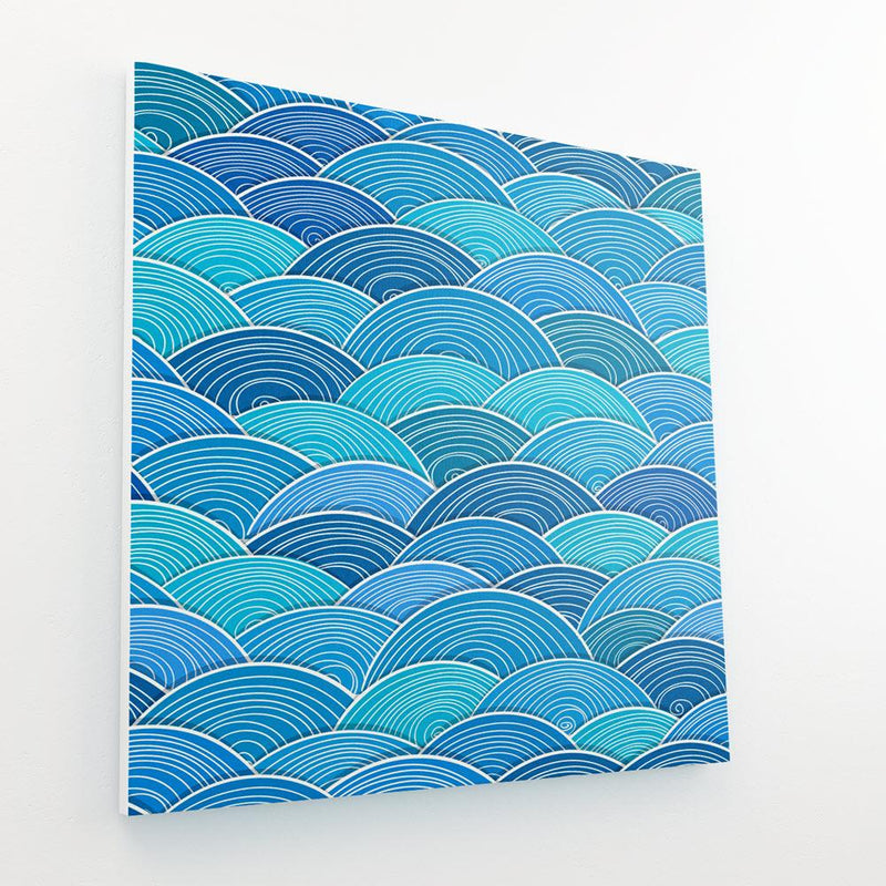 Ilustración repetitiva de olas en tonos azules