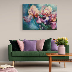 Orchids Green Background - Canvas Mérida Fine Print Art