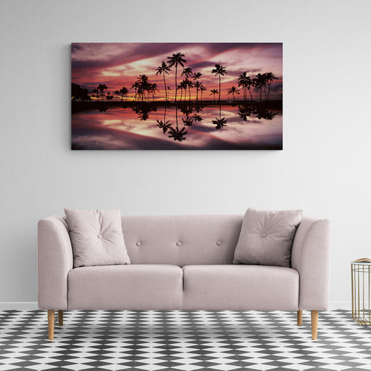 Palm Trees in Reflection - Canvas Mérida Fine Print Art