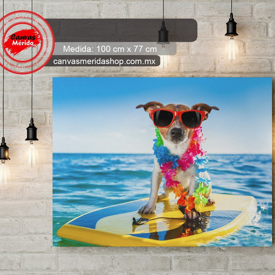 Perrito con Lentes Surfeando - Canvas Mérida Fine Print Art