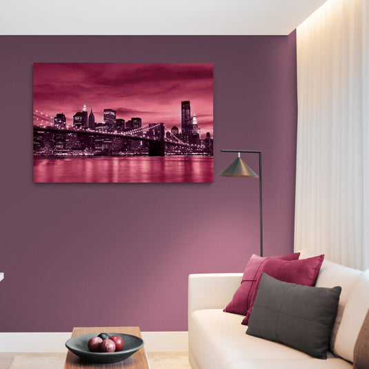 Pink Brooklyn Bridge - Canvas Mérida Fine Print Art