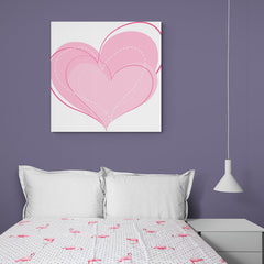 Ilustración gráfica de corazones superpuestos en tonos de rosa