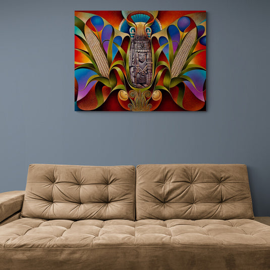 Prehispanic Corn God - Canvas Mérida Fine Print Art