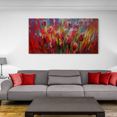Red Flowers Explosion - Canvas Mérida Fine Print Art