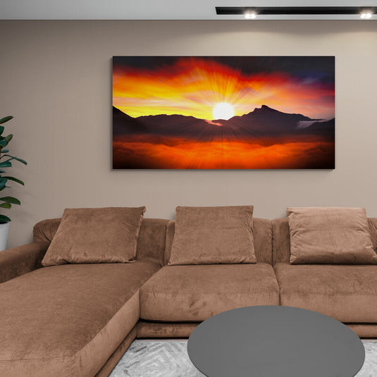 Red Sunset in the Mountains - Canvas Mérida Fine Print Art