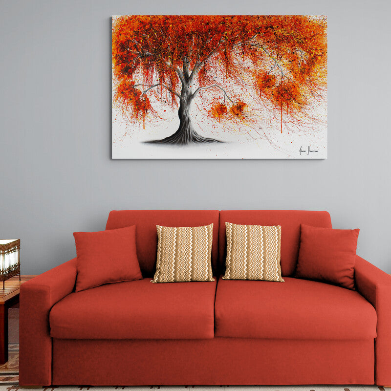Arte_decorativo_minimalista_con_fondo_blanco_y_árbol_de_tronco_gris_lápiz_y_hojas_naranjas