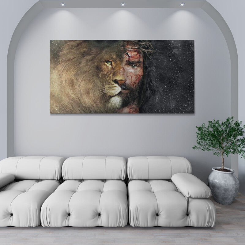 Reflection of Jesus in The Lion - Canvas Mérida Fine Print Art